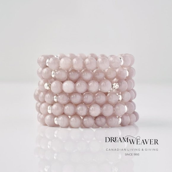 Blush Jade Large Gemstone/Sterling Silver Bracelet | Single Strand - Picture 4 of 4